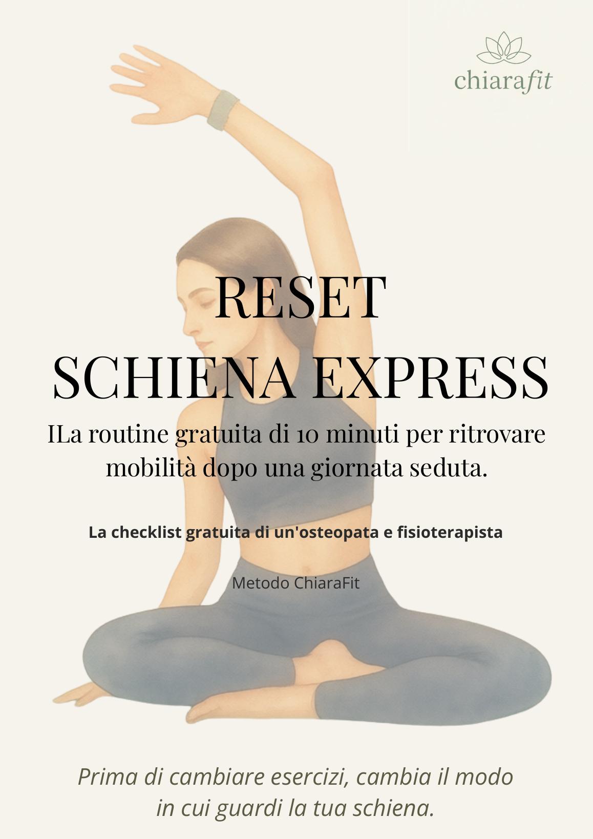 Copertina della guida gratuita Reset Schiena Express
